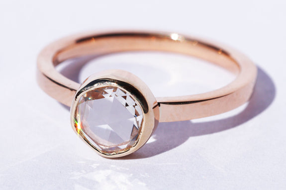 1 Carat VVS White Rose-Cut Diamond Ring in Yellow Gold