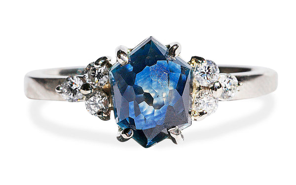 2.46 Carat Royal Blue Hand-Cut Montana Sapphire Ring in Yellow Gold