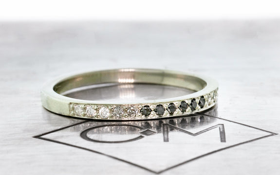 Ombre Wedding Band with 16 Diamonds side view on logo