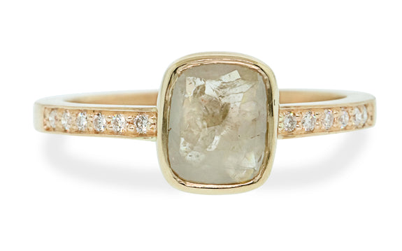 1.28 Carat Warm Gray Diamond Ring in Yellow Gold