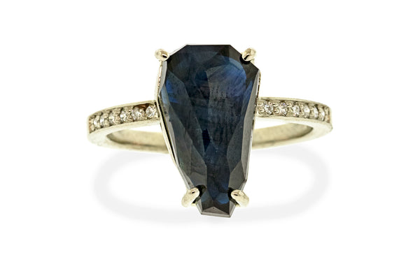 6.25 Carat Avalon Blue Sapphire Ring in White Gold