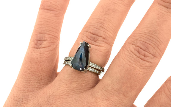 6.25 Carat Avalon Blue Sapphire Ring in White Gold