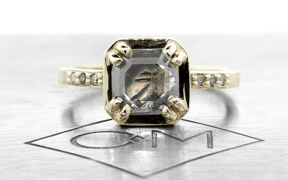 .89ct gray & white diamond ring front view