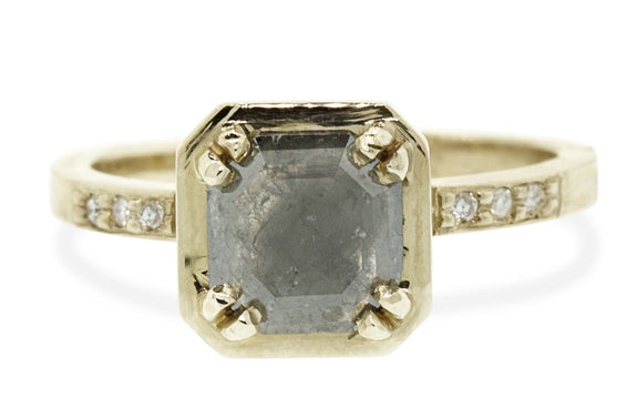 .97ct Gray Diamond Ring worn on model's hand