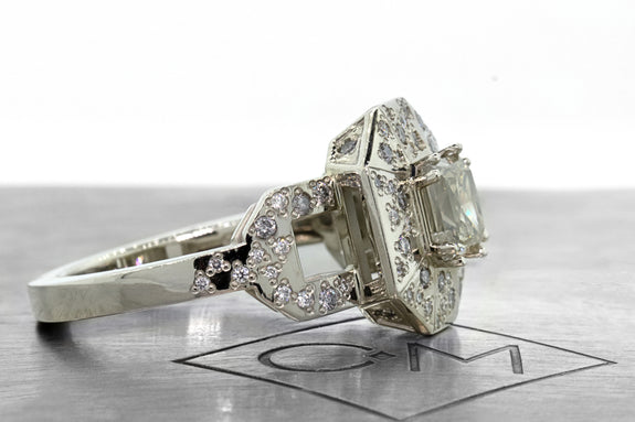 1.15 Champagne Diamond Ring side view on logo