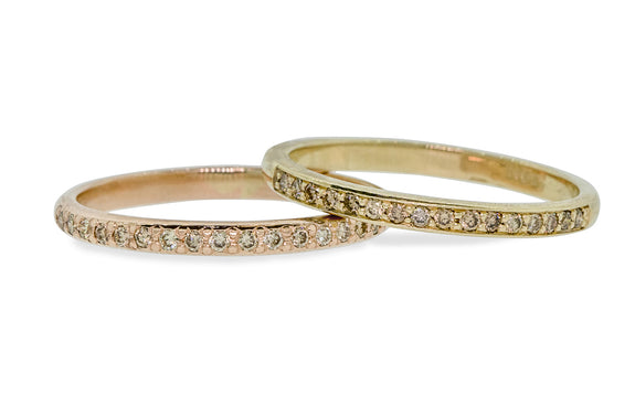 Wedding Band with 16 Champagne Diamonds worn by model