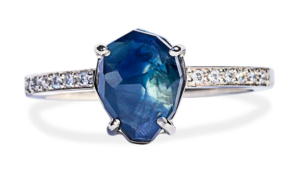 14k White Gold Sapphire and Diamond Ring | CCS2538-W | Valina Fine Jewelry